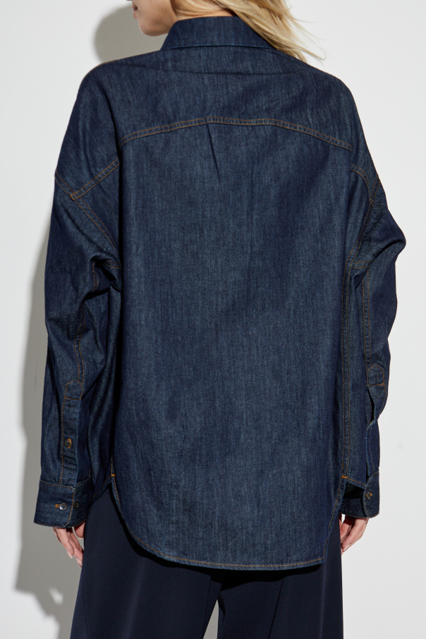 Tシャツ・カットソー Dries Van Noten CONTRASTING DENIM SHIRT (010728 1553507) Blue Darted Denim Shirt by Dries Van Noten on Sale